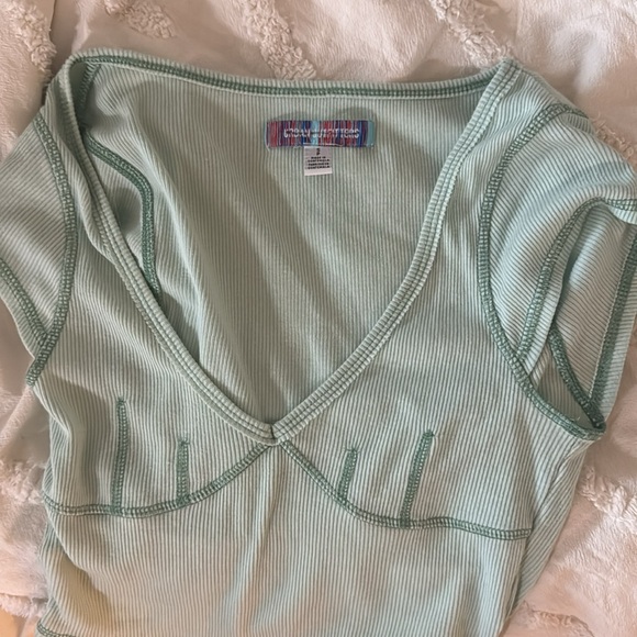 Urban Outfitters Blue V Neck Crop Top - Picture 2 of 2